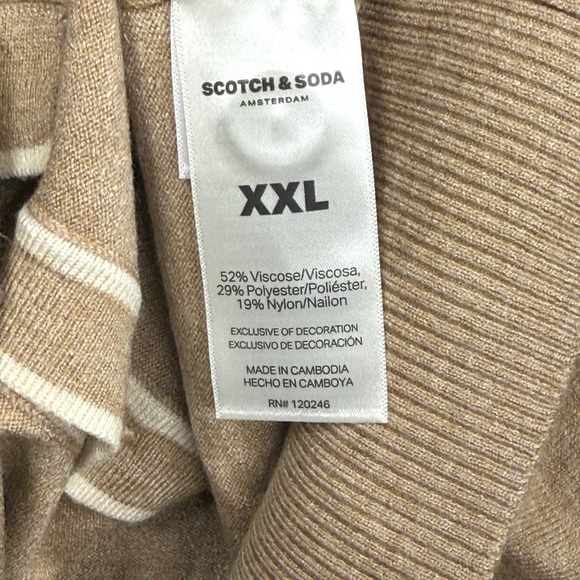 Scotch Soda Amsterdam Women's Beige Cardigan V Neck Button‎ Front Knit Size XXL - Picture 15 of 17